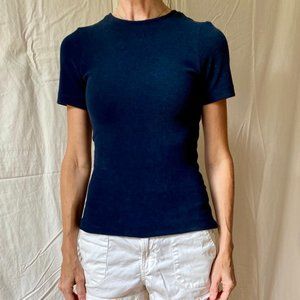 Tibi Dry Loop Terry Baby Tee, Navy Size XXS - NWT